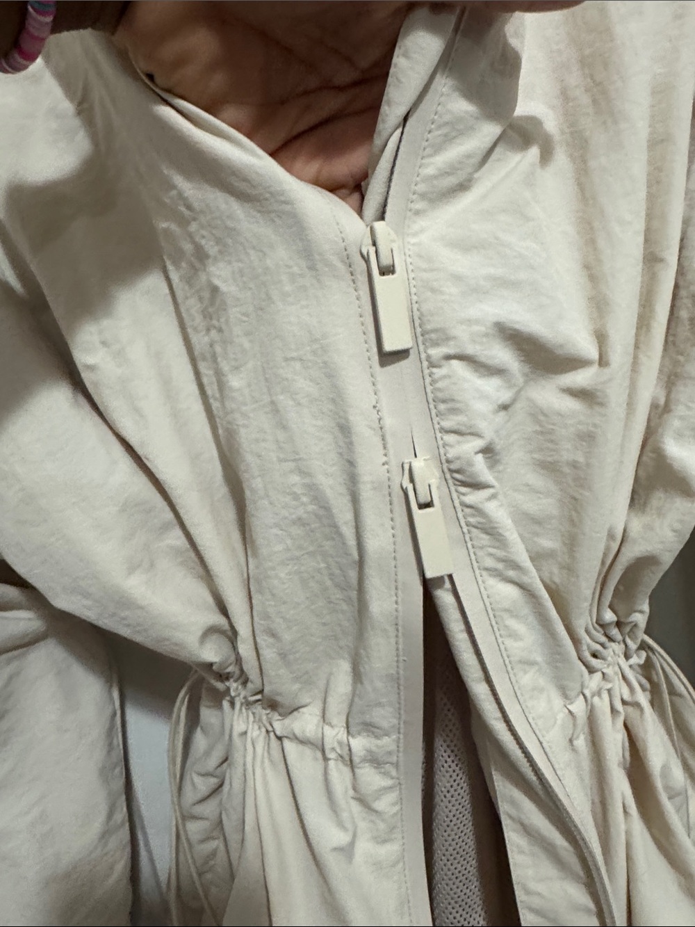 Cream Ruched Funnel Neck Jacket - Picture 9 of 17